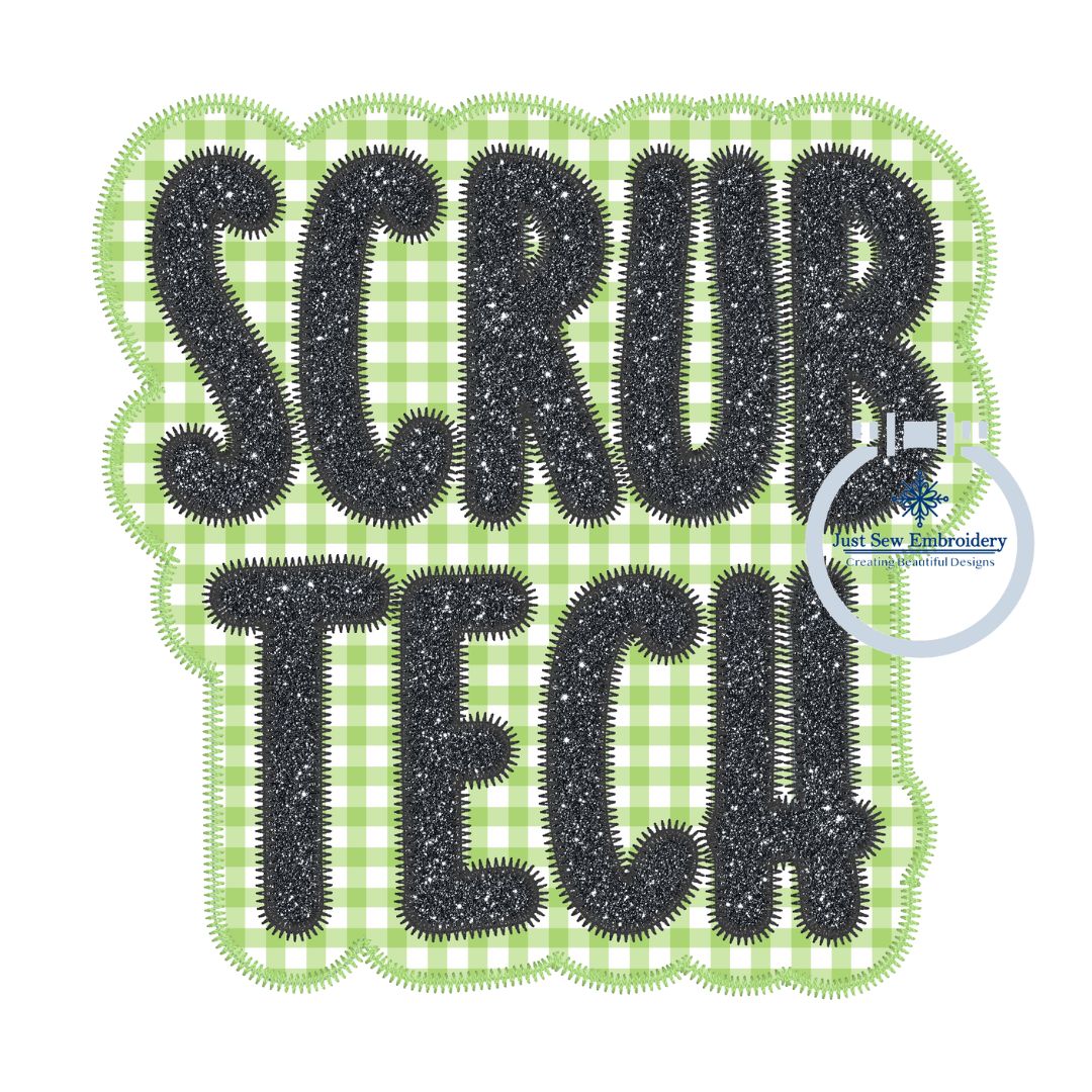 Scrub Tech Applique Embroidery Two Layer ZigZag Design Four Sizes 5x7, 6x10, 7x12 and 8x8 Hoop