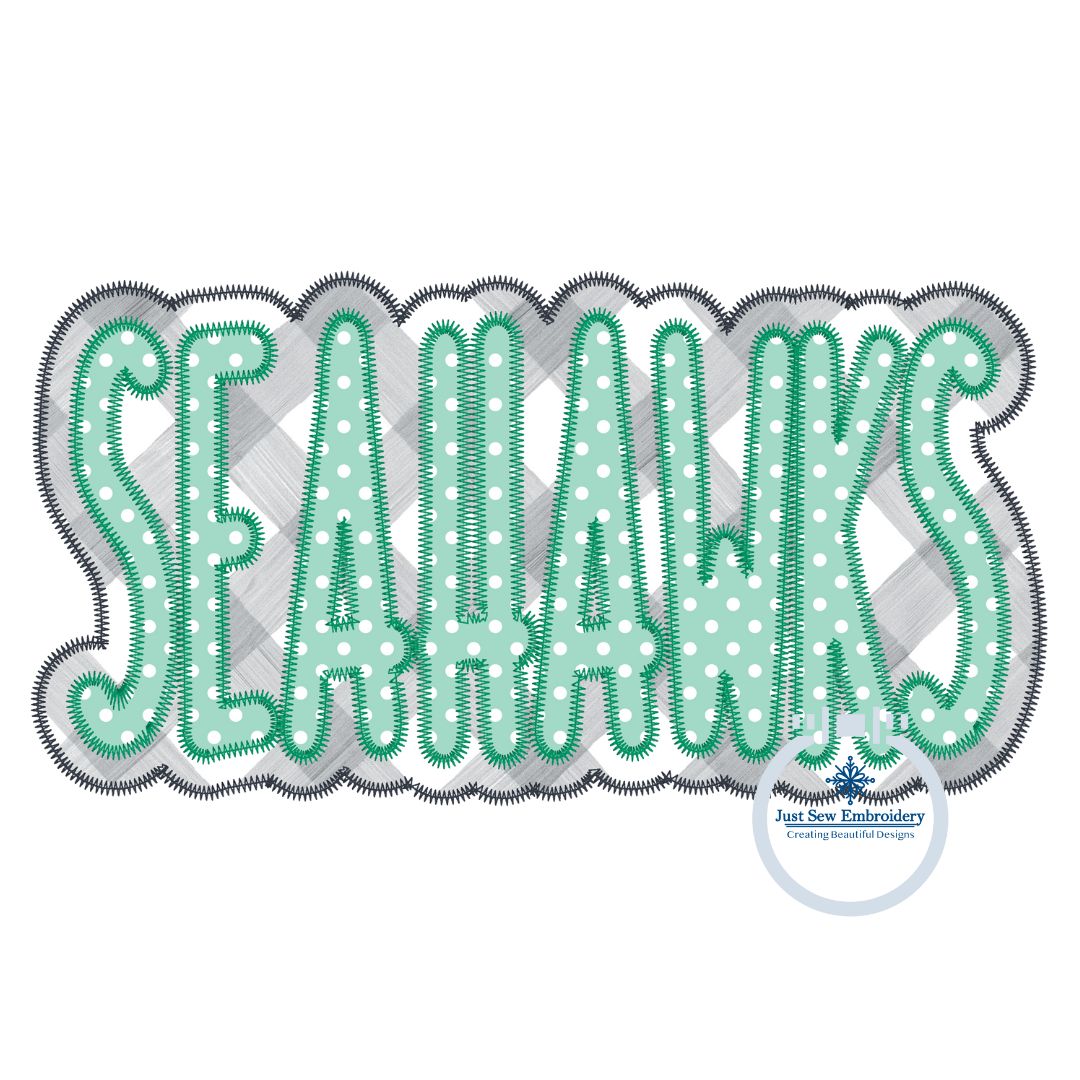 SEAHAWKS Two Layer ZigZag Stitch Edge Four Sizes 8x8, 9x9, 6x10, and 7x12 Hoop