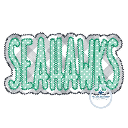 SEAHAWKS Two Layer ZigZag Stitch Edge Four Sizes 8x8, 9x9, 6x10, and 7x12 Hoop