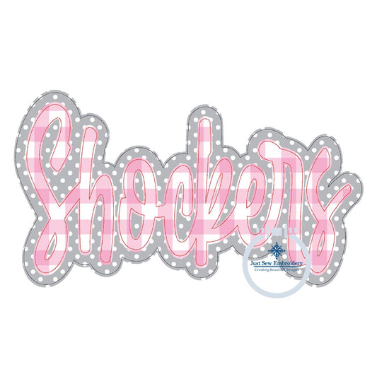 Shockers Double Raggy Script Bean Stitch Applique Embroidery Design Five Sizes 5x7, 8x8, 9x9, 6x10 and 7x12 Hoop