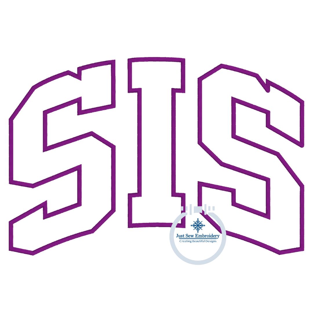 SIS Arched Satin Applique Embroidery Design Five Sizes 5x7, 8x8, 6x10, 7x12, and 8x12 Hoop