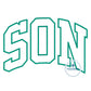 SON Arched Satin Applique Embroidery Design Five Sizes 5x7, 8x8, 6x10, 7x12, and 8x12 Hoop