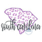 South Carolina Applique Embroidery Design with Zigzag State and Satin Stitch Script Five Sizes 5x7, 8x8, 6x10, 7x12, and 8x12 hoop