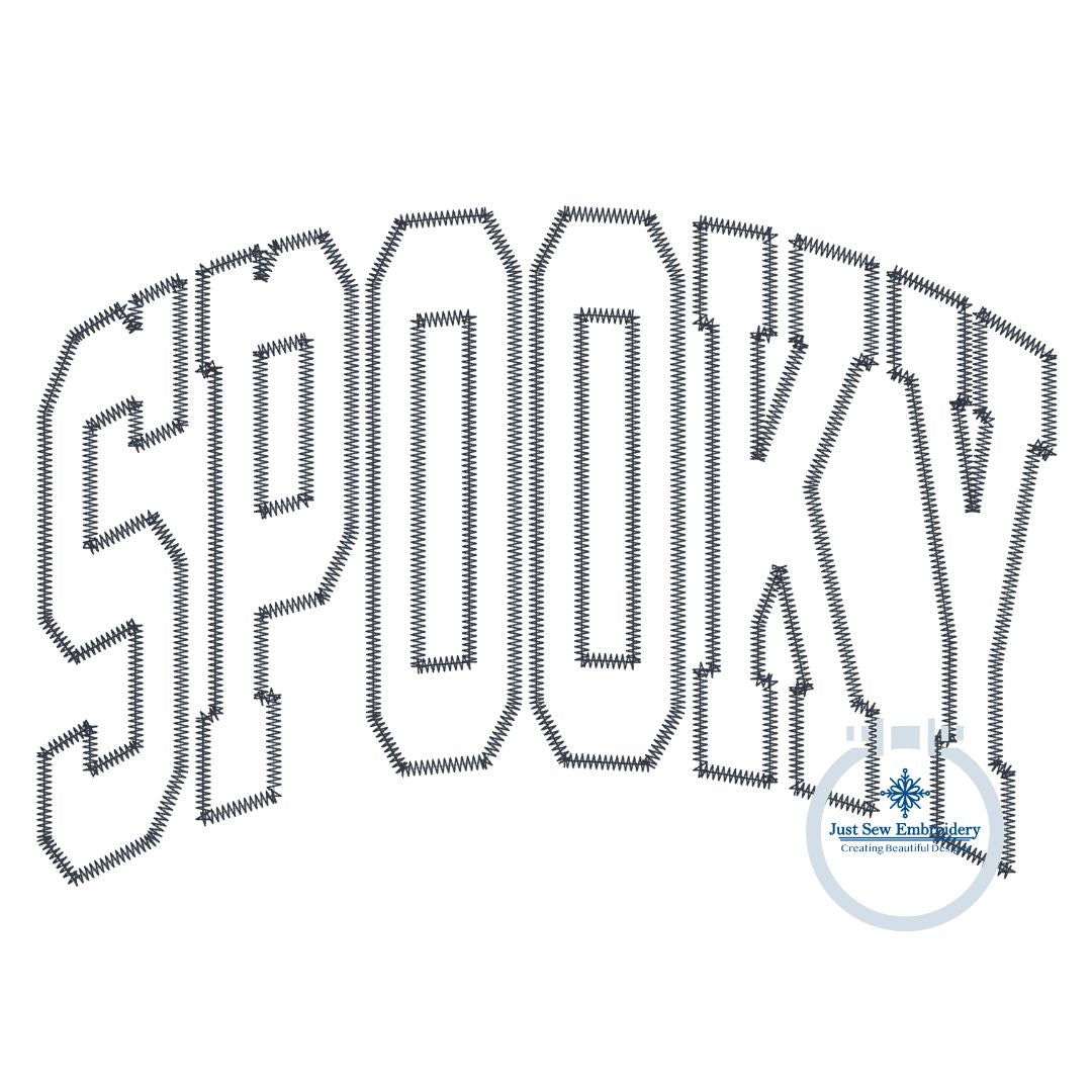 SPOOKY Arched Zigzag Applique Embroidery Design Five Sizes 5x7, 8x8, 6x10, 7x12, and 8x12 Hoops