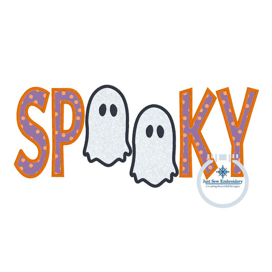 SPOOKY Ghosts Satin Applique Embroidery Design Six Sizes 7, 8, 9, 10, 11, and 12 Inch