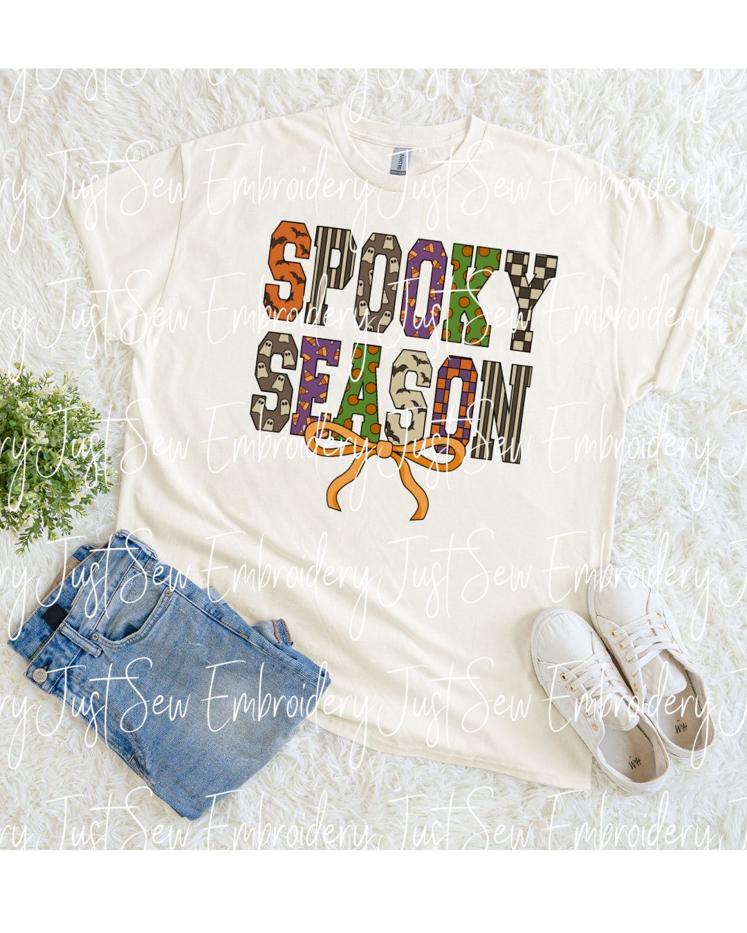 Spooky Season With Bow Cute Print PNG Hand Drawn Digital File