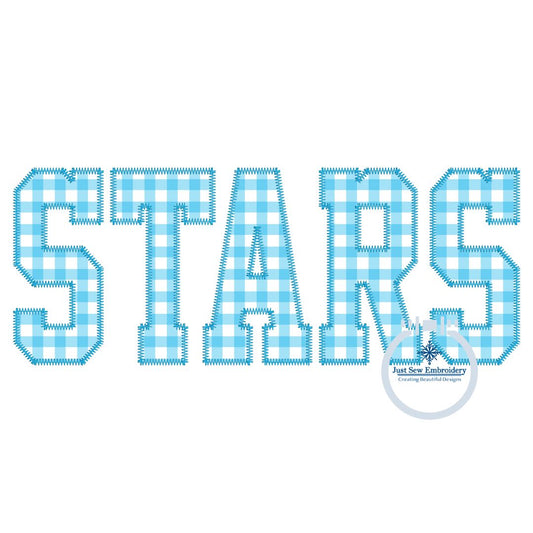 STARS Zigzag Applique Embroidery Design Machine Embroidery Six Sizes 7, 8, 9, 10, 11, and 12 inches wide