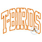 T-Birds Arched Applique Embroidery Design Machine Embroidery Satin Edge Five Sizes 5x7, 8x8, 9x9, 6x10, 7x12, and 8x12 Hoop