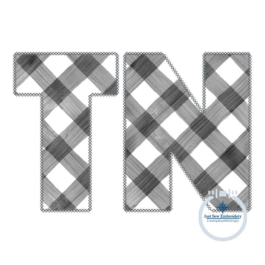 TN Tennessee Applique Embroidery State Diamond Stitch Seven Sizes 5x7, 8x8, 9x9, 6x10, 7x12, 8x12 Hoop