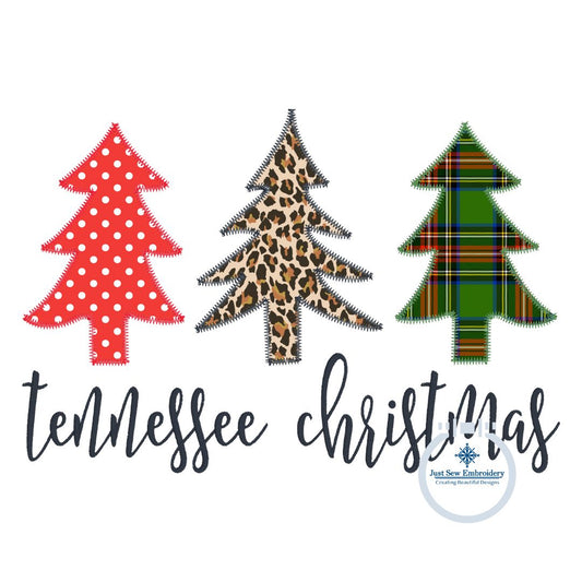 Tennessee Christmas Tree Applique Embroidery Machine Design Five Sizes 5x7, 8x8, 6x10, 7x12, and 8x12 Hoop