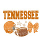 Tennessee Football Helmet, Football, and Bow Print PNG Hand Drawn Digital File
