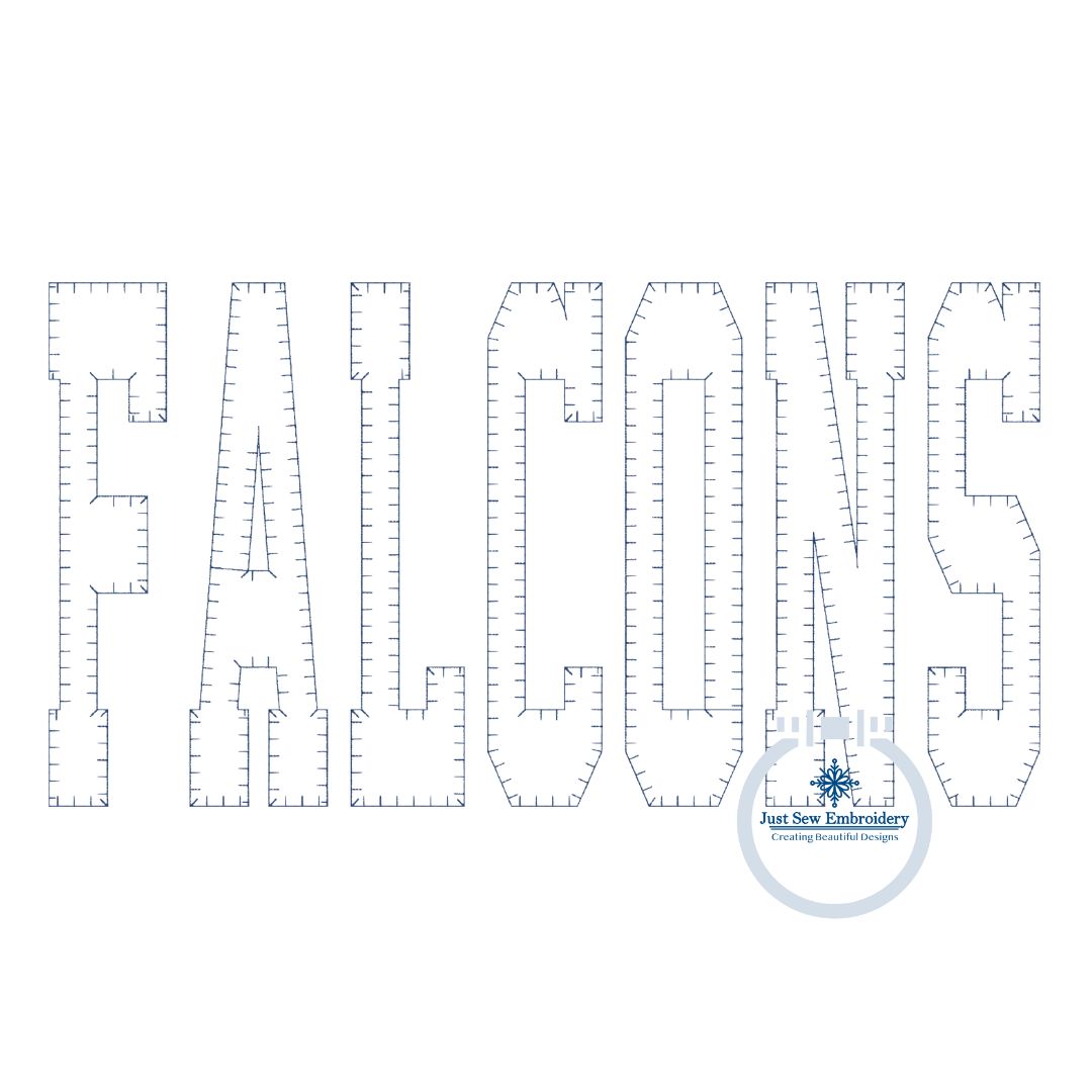 Tall Academic Blanket Stitch Applique Embroidery Font Six Sizes 3, 4, 5, 6, 7, and 8 Inch, plus Native BX