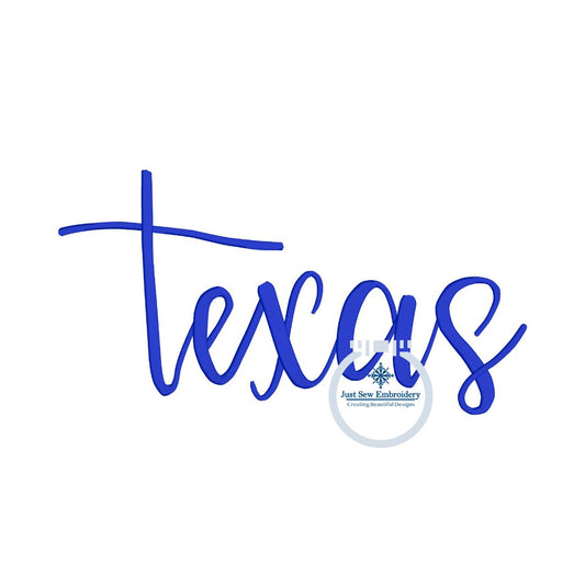 Texas Embroidery Script to fit 8x12 hoop Full Chest TX