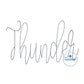 Thunder Chenille Yarn Applique Embroidered Script Design Five Sizes 5x7, 8x8, 9x9, 6x10, and 7x12 Hoop