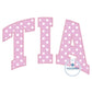 TIA Arched Satin Applique Embroidery Machine Design Five Sizes 5x7, 8x8, 6x10, 7x12, and 8x12 Hoop