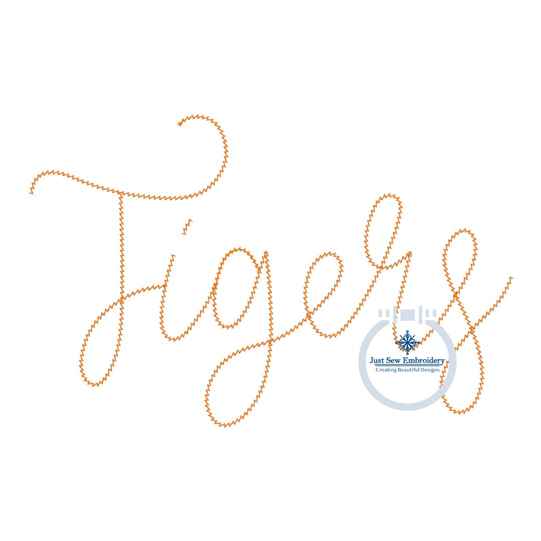 Tigers Chenille Yarn Applique Script Zigzag Machine Embroidery Design Three Sizes 6x10, 7x12 and 8x12 Hoop