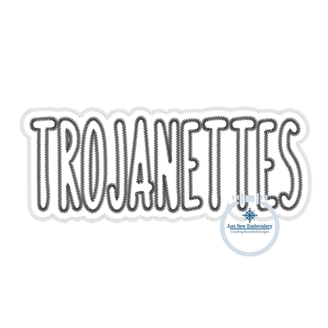 TROJANETTES Two Layer ZigZag Applique Embroidery Design Machine Embroidery One Size 8x12 Hoop