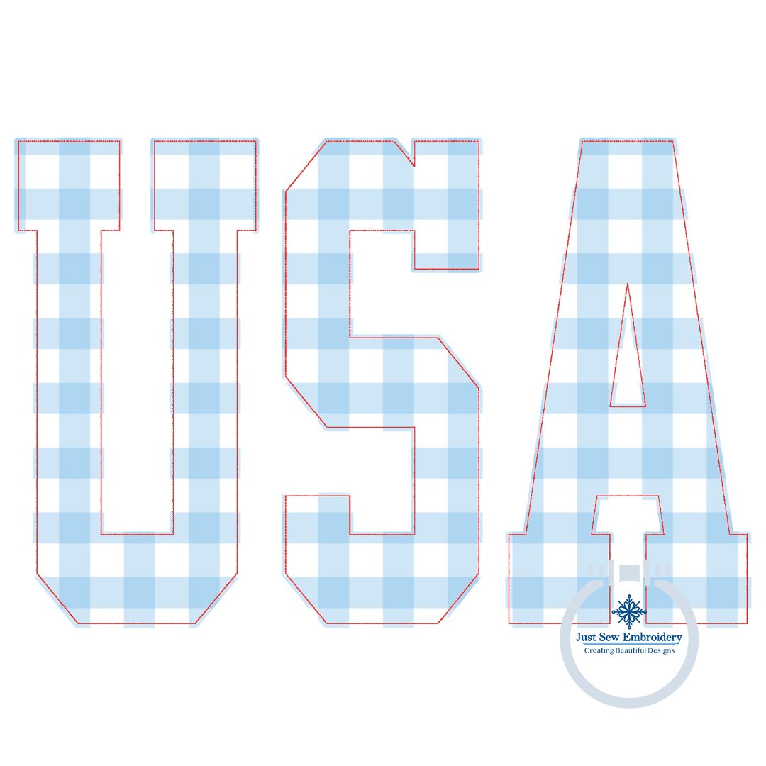 USA Applique Embroidery Design Bean Stitch July 4 4th of July Independence Five Sizes 5x7, 8x8, 6x10, 9x9, 7x12, 8x12 Hoop