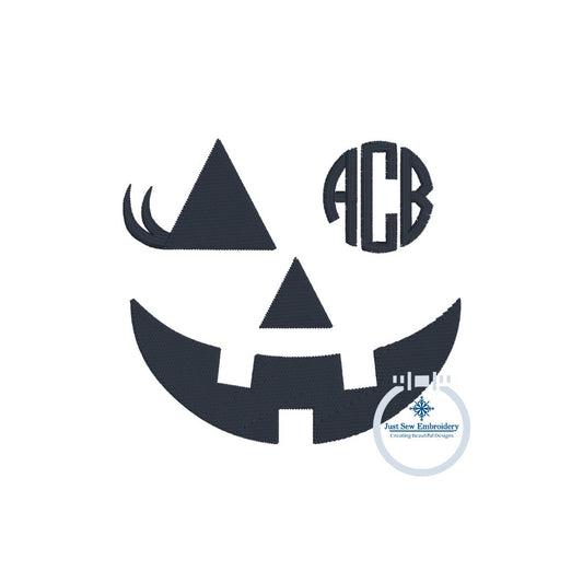 Jack O Lantern Monogram Lashes Machine Embroidery Design Two Styles Six Sizes Each NO FONT