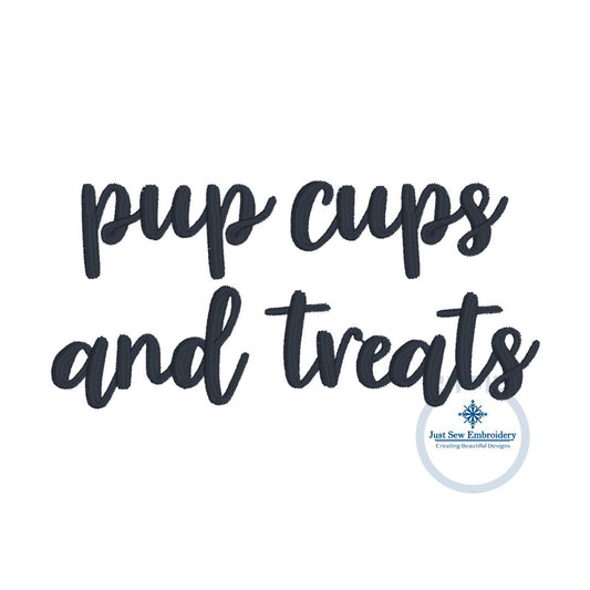 Pup Cup and Treats Satin Stitch Embroidery Design Dog Lover One Size 4x4 inches