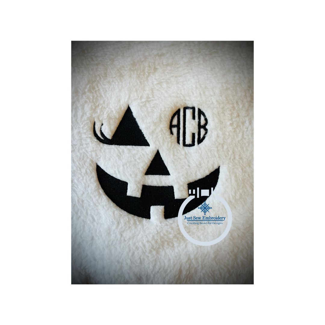 Jack O Lantern Monogram Lashes Machine Embroidery Design Two Styles Six Sizes Each NO FONT