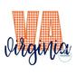 VA Zigzag Applique with Virginia Embroidered Script Design Five Sizes 5x7, 8x8, 6x10, 7x12, and 8x12 Hoop