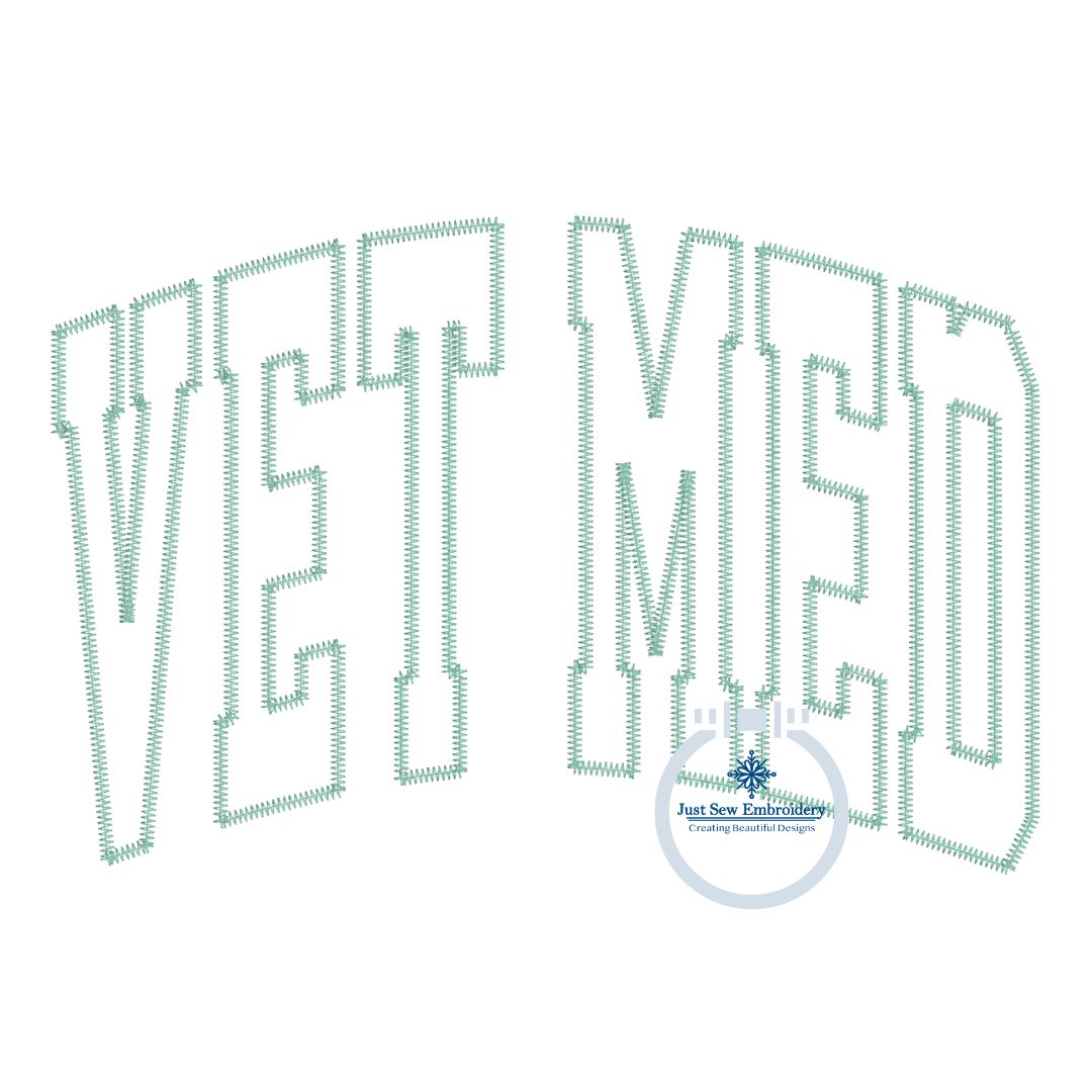 VET MED Arched Applique Embroidery Design ZigZag Stitch for Five Sizes Included 5x7, 8x8, 6x10, 7x12, and 8x12 Hoop