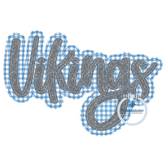 VIKINGS Double Raggy Applique Embroidery Bean Stitch Edge Five Sizes 5x7, 8x8, 6x10, 7x12, and 8x12 Hoop