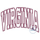 VIRGINIA Arched Satin Applique Embroideryy Design Three Sizes 6x10, 7x12, and 8x12 Hoop