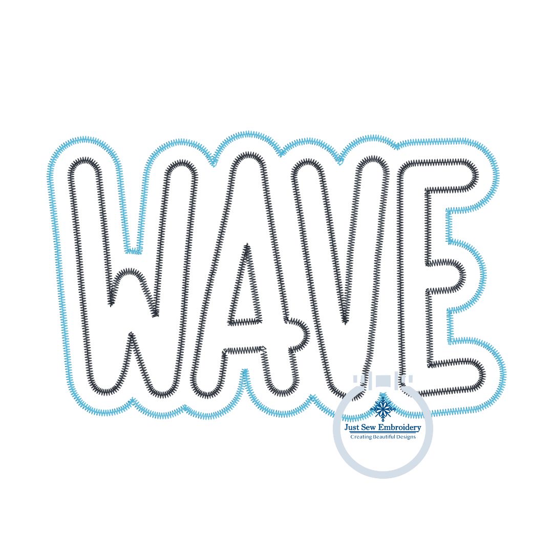 WAVE Applique Embroidery Two Layer Design Machine Embroidery Two Color ZigZag Edge Four Sizes 5x7, 8x8, 6x10, and 8x12 Hoop