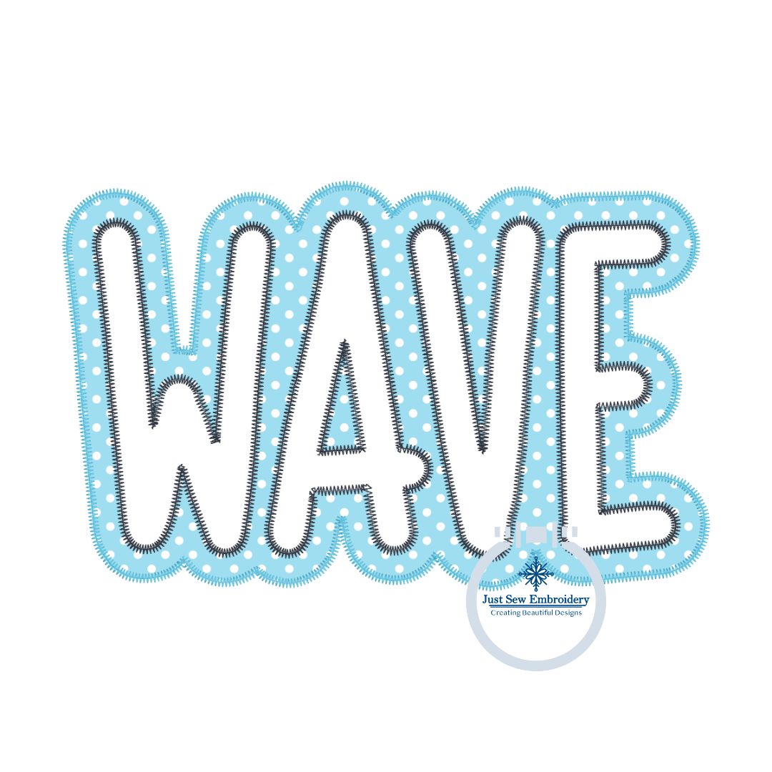 WAVE Applique Embroidery Two Layer Design Machine Embroidery Two Color ZigZag Edge Four Sizes 5x7, 8x8, 6x10, and 8x12 Hoop