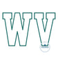 West Virginia WV Academic Applique Embroidery WV in Satin Edge West Virginia State One Size 8x12 Hoop
