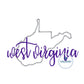 WV State State Applique Embroidery Script Overlay ZigZag Edge West Virginia Five Sizes 5x7, 8x8, 6x10, 7x12, and 8x12 Hoop