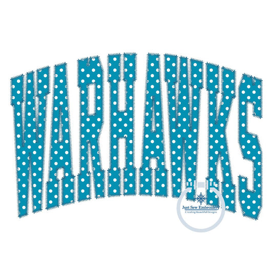 WARHAWKS Arched ZigZag Applique Embroidery Design Machine Embroidery Five Sizes 8x8, 9x9, 6x10, 7x12, and 8x12 Hoop