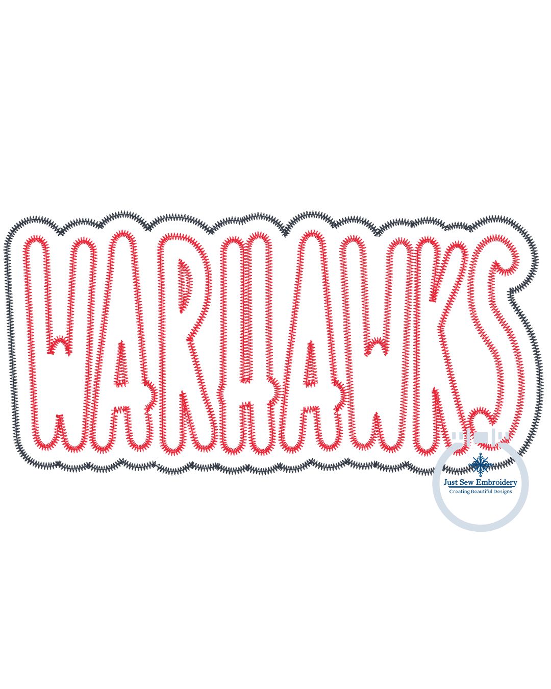 WARHAWKS Two Layer ZigZag Applique Embroidery Design Machine Embroidery Five Sizes 5x7, 8x8, 9x9x, 6x10, and 7x12 Hoop