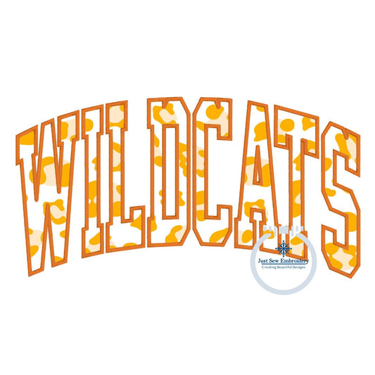 WILDCATS Arched Applique Embroidery Design Machine Embroidery Satin Edge Two Sizes 6x10 and 8x12 Hoop