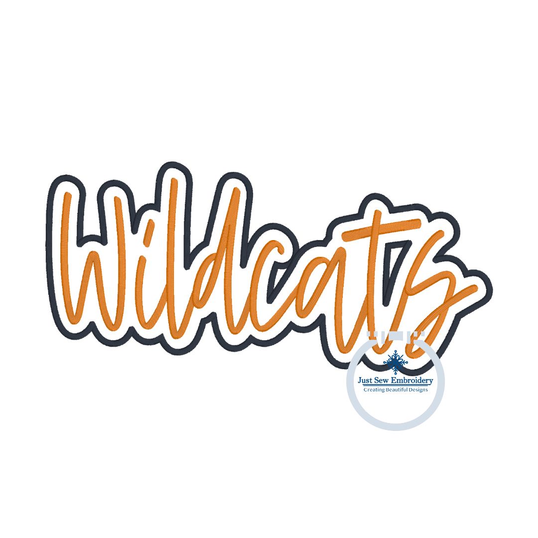 Wildcats Puff 3D Foam Satin Outline Embroidery Design Five Sizes 5x7, 8x8, 9x9, 6x10, and 7x12 Hoop