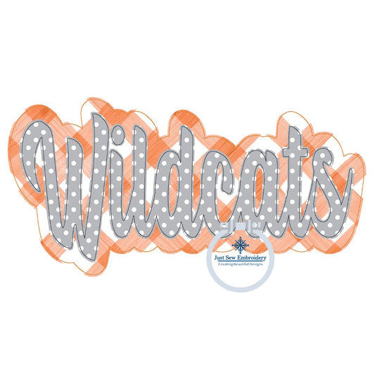 WILDCATS Raggy Applique Embroidery Script Two Layer Machine Embroidery Bean Edge Five Sizes 5x7, 8x8, 9x9, 6x10, and 7x12 Hoop