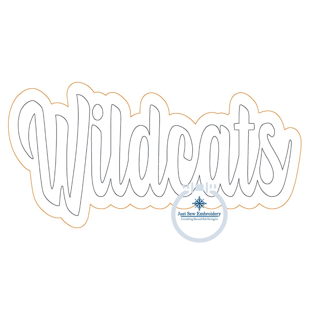 WILDCATS Raggy Applique Embroidery Script Two Layer Machine Embroidery Bean Edge Five Sizes 5x7, 8x8, 9x9, 6x10, and 7x12 Hoop