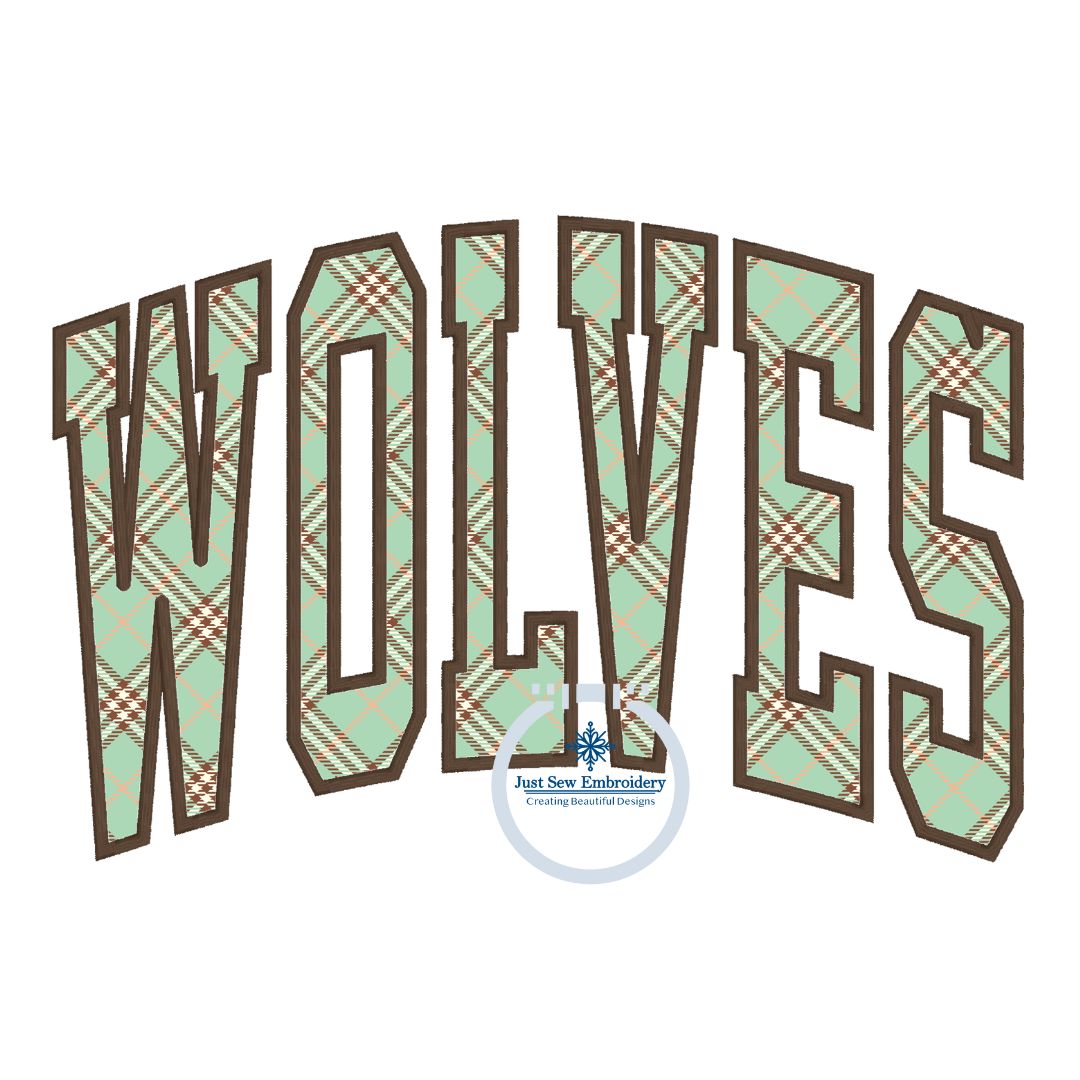 WOLVES Arched Applique Embroidery Machine Design Satin Stitch Edge Six Sizes 5x7, 8x8, 9x9, 6x10, 7x12, and 8x12 Hoop