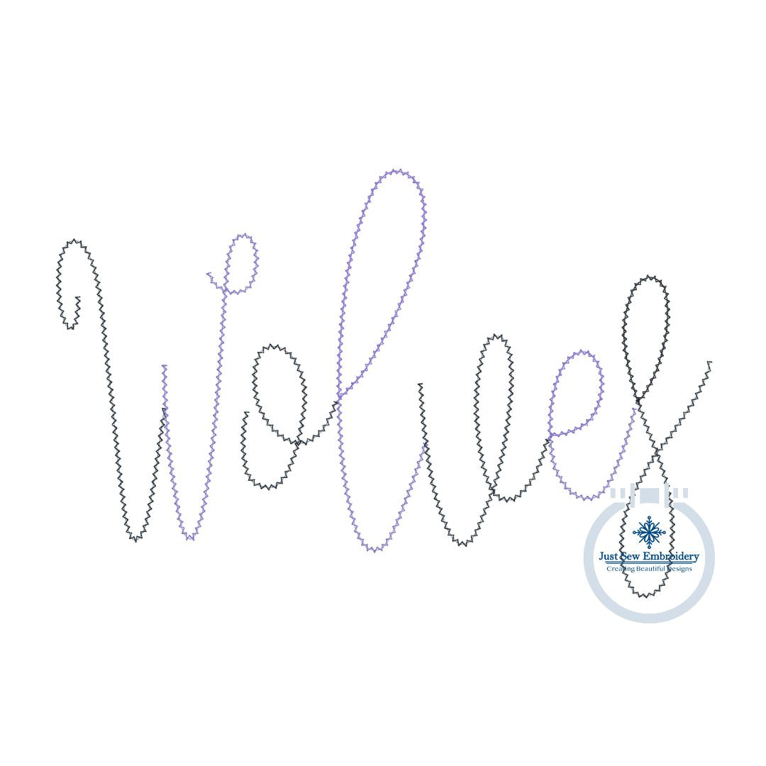 Wolves Yarn Applique Embroidery Machine Design Script Six Sizes 5x7, 8