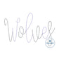 Wolves Yarn Applique Embroidery Machine Design Script Six Sizes 5x7, 8x8, 9x9, 6x10, 7x12 and 8x12 Hoop