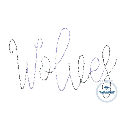 Wolves Yarn Applique Embroidery Machine Design Script Six Sizes 5x7, 8x8, 9x9, 6x10, 7x12 and 8x12 Hoop