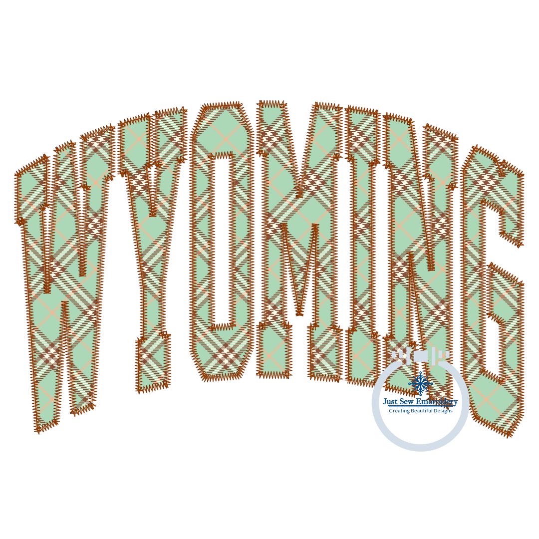 Wyoming Arched Zigzag Applique Embroidery Machine Design Five Sizes 5x7, 8x8, 6x10, 7x12, and 8x12 Hoop