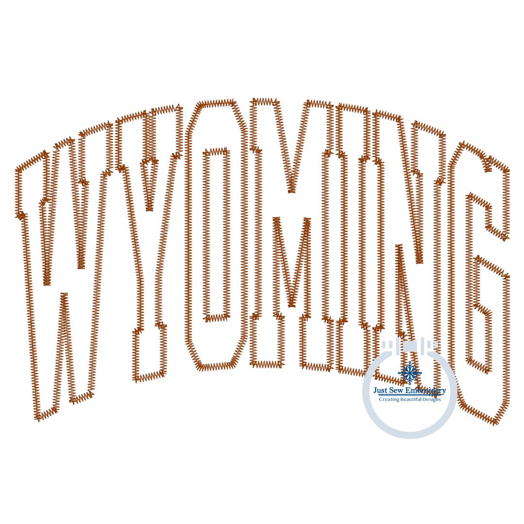 Wyoming Arched Zigzag Applique Embroidery Machine Design Five Sizes 5x7, 8x8, 6x10, 7x12, and 8x12 Hoop