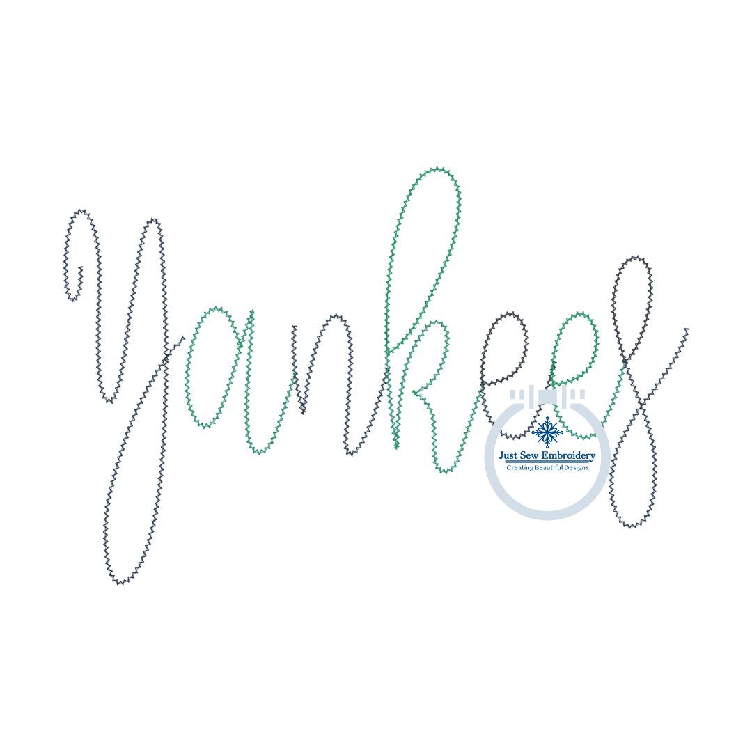 YANKEES Chenille Yarn Applique Embroidery Design Machine Embroidery Script Six Sizes 5x7, 8x8, 9x9, 6x10, 7x12, and 8x12 Hoop
