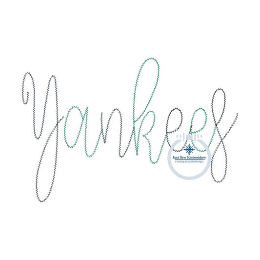 YANKEES Chenille Yarn Applique Embroidery Design Machine Embroidery Script Six Sizes 5x7, 8x8, 9x9, 6x10, 7x12, and 8x12 Hoop