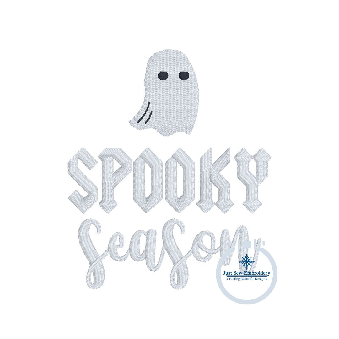 Spooky Season Ghost Halloween Embroidery Design Two Layout Options for Left Chest 4x4 or Hat Hoop