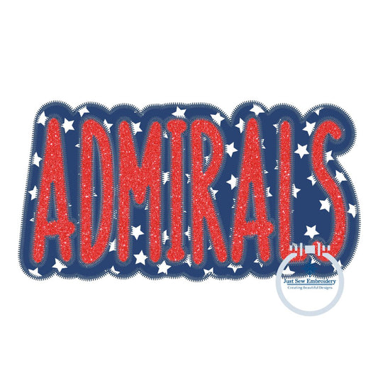 Applique Embroidery ADMIRALS Two Layer Design Machine Embroidery Two Color ZigZag Edge Four Sizes 5x7, 8x8, 6x10, 8x12 Hoop