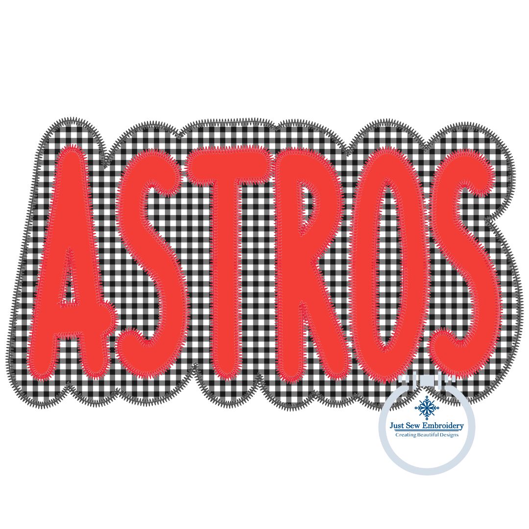 ASTROS Applique Embroidery Two Layer Design Machine Embroidery Two Color ZigZag Edge Four sizes 5x7, 8x8, 6x10, and 7x12 Hoop